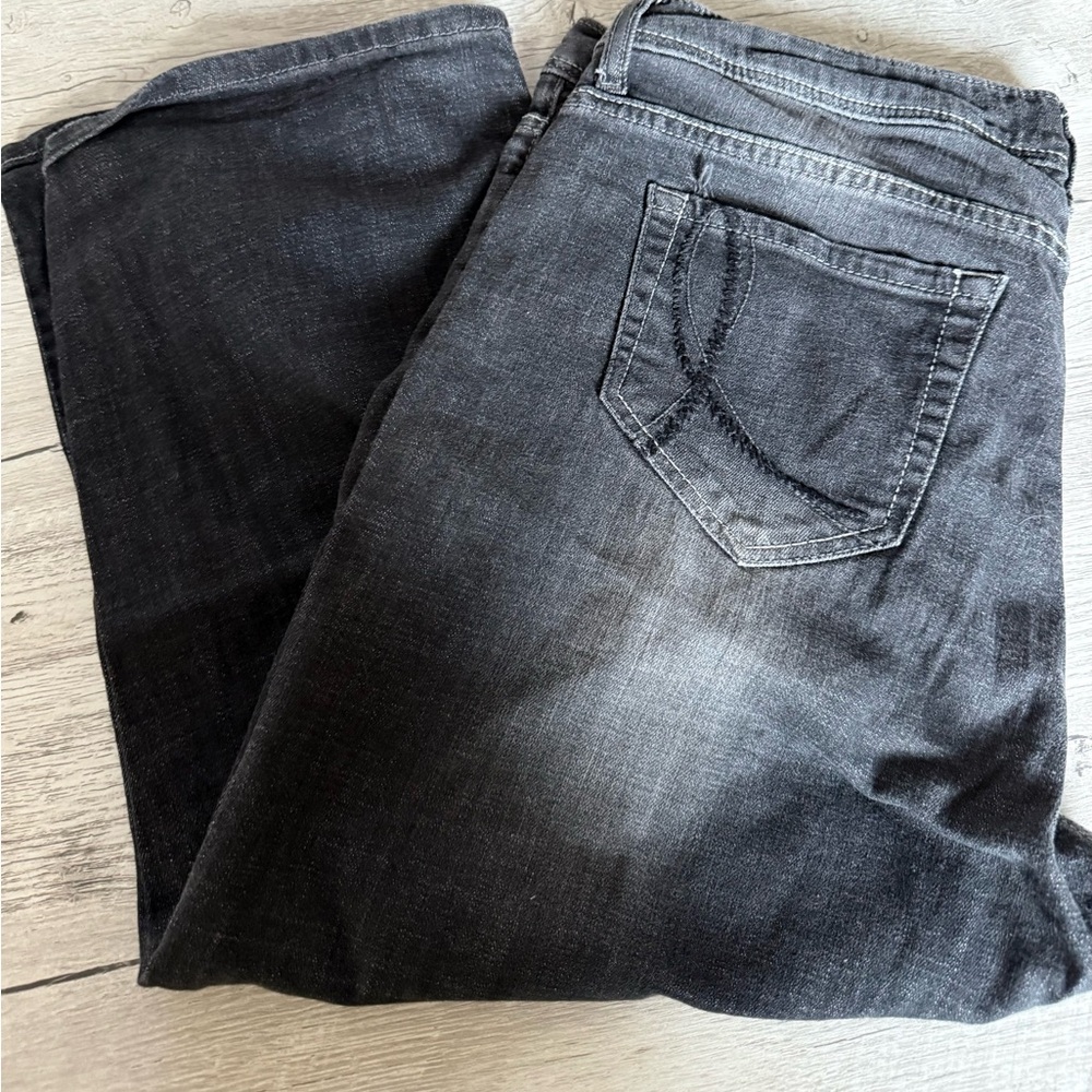 Riders By Lee Premium Black Denim  Crop Capri Pants 16M